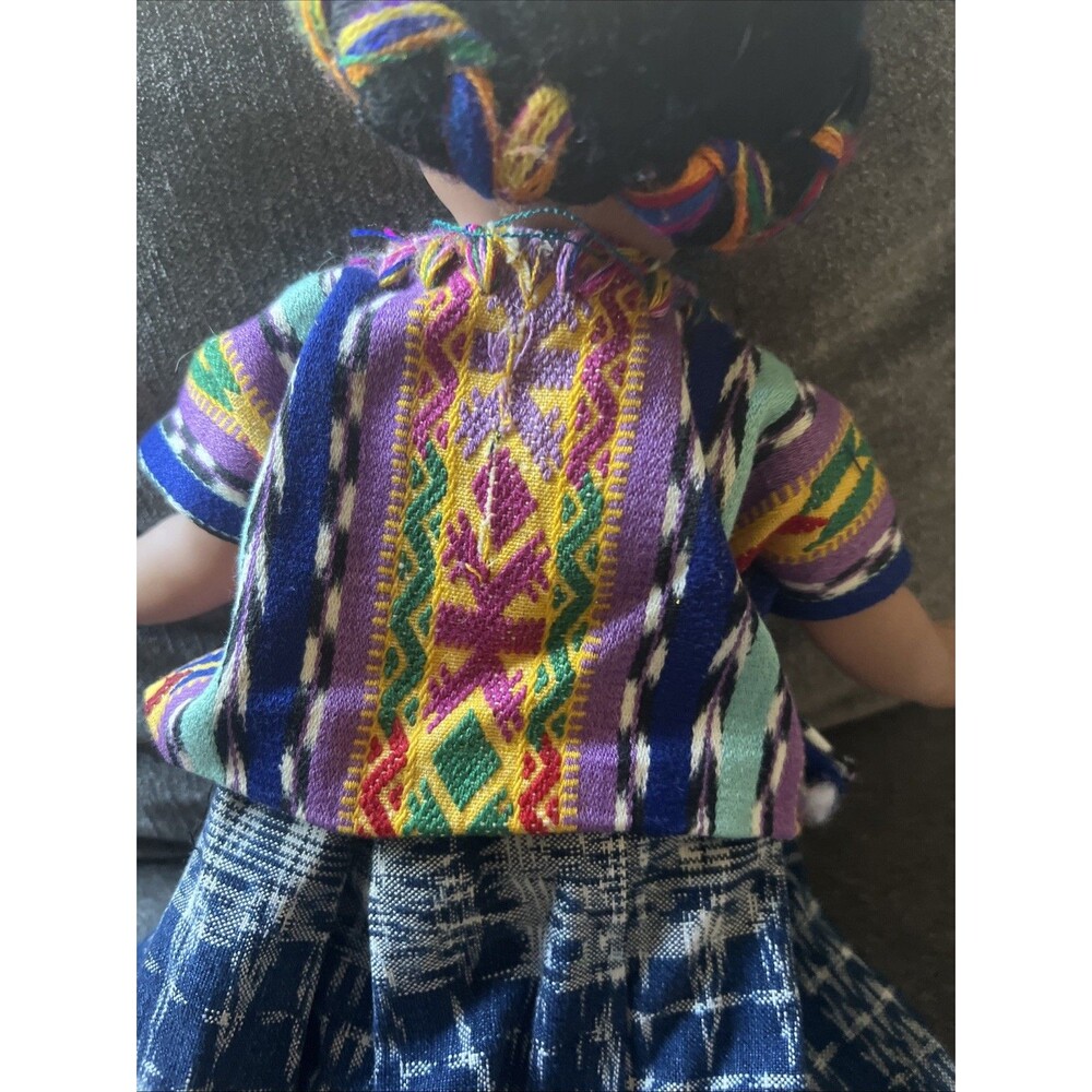 Unbranded Guatemalan Folk Art Doll Kids 12 Inch Multicolor Traditional Dress - Picture 7 of 8
